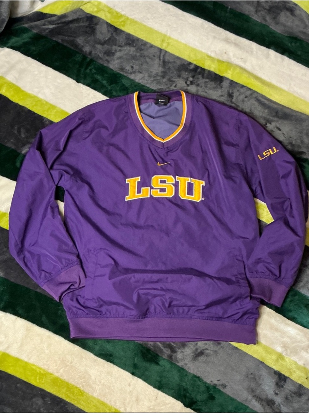 Nike Purple V-Neck Pullover with Yellow LSU Lettering Size L